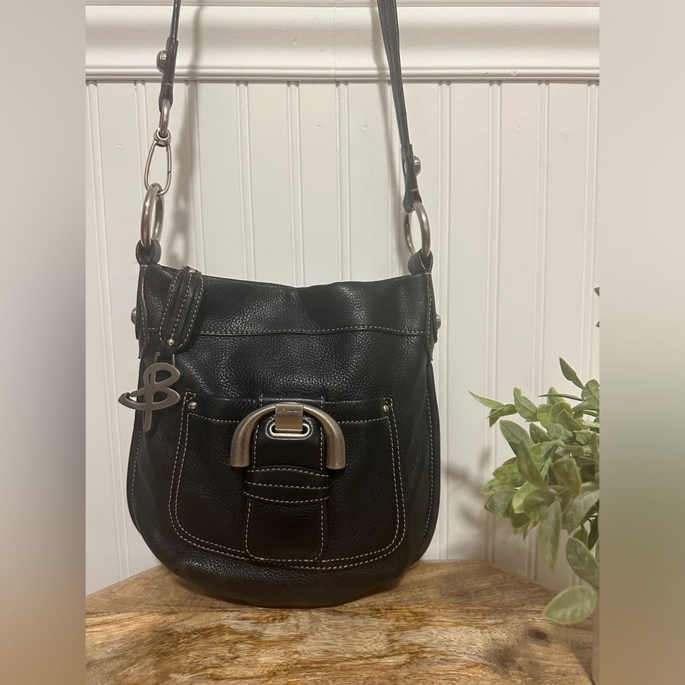 B. Mkowsky black leather crossbody bag